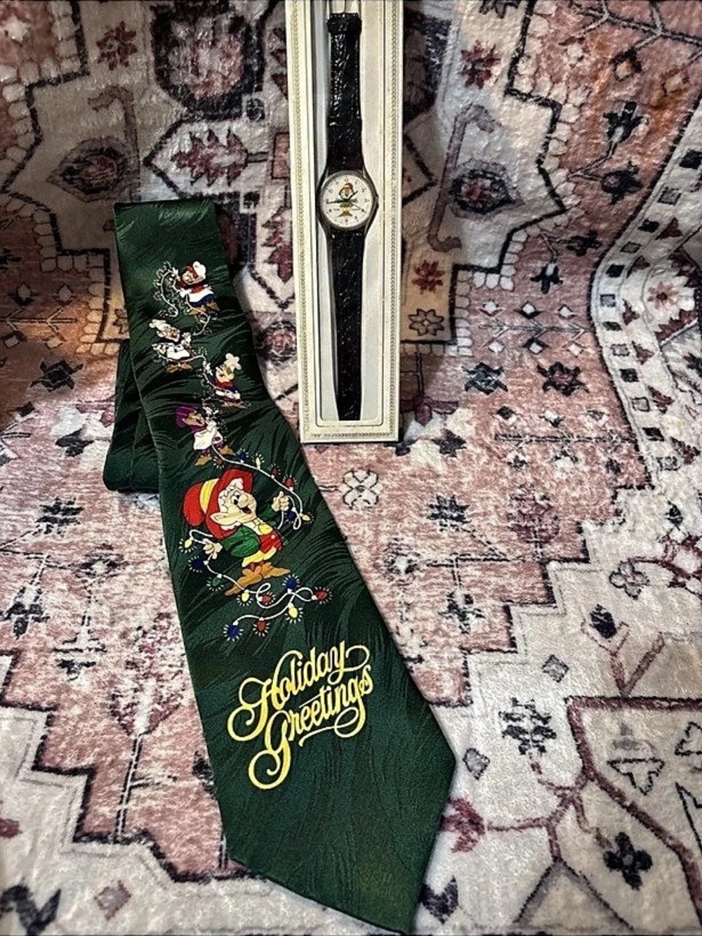 Vintage Keebler Elf Wrist Watch & Silk Tie Holiday